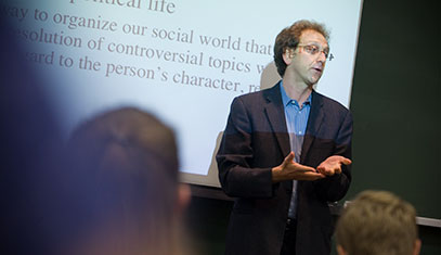 Northwestern faculty member lecturing