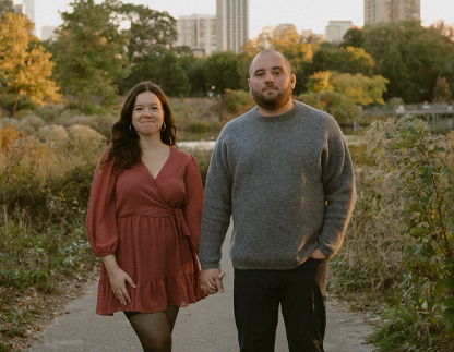 John Matta  and his wife walking in garden