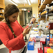 student in lab