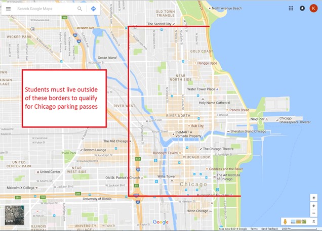 Chicago campus parking eligibility map